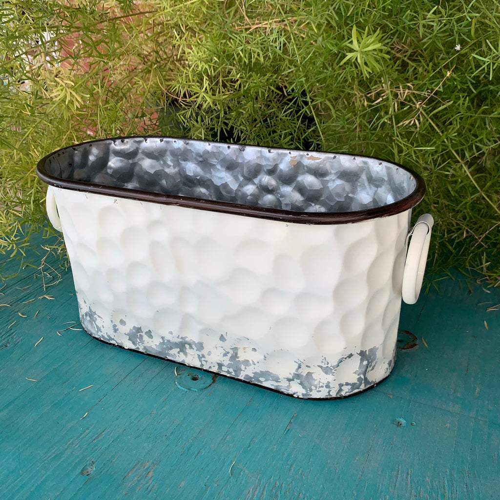 Whitewash Metal Planter