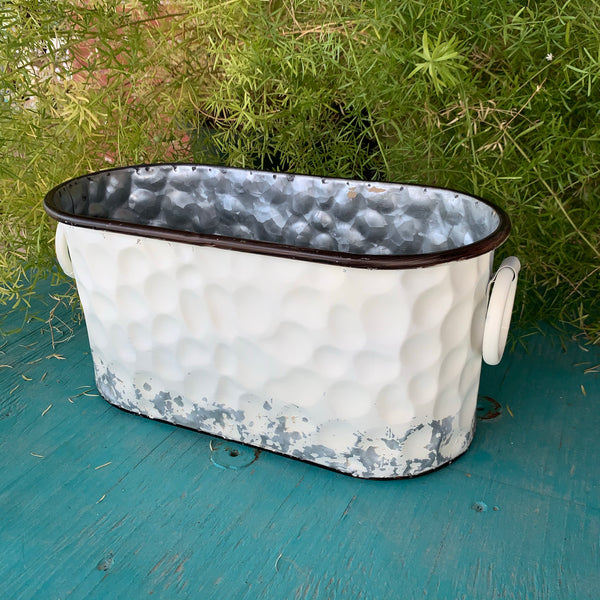 Whitewash Metal Planter