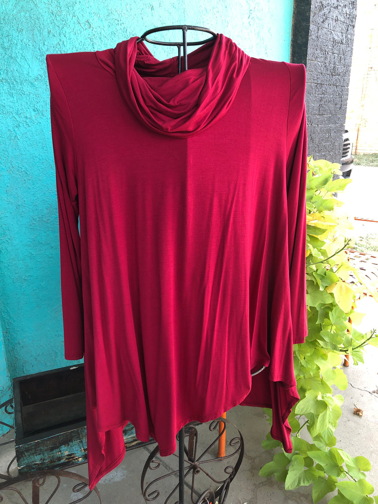Red Cowl Neck Tunic