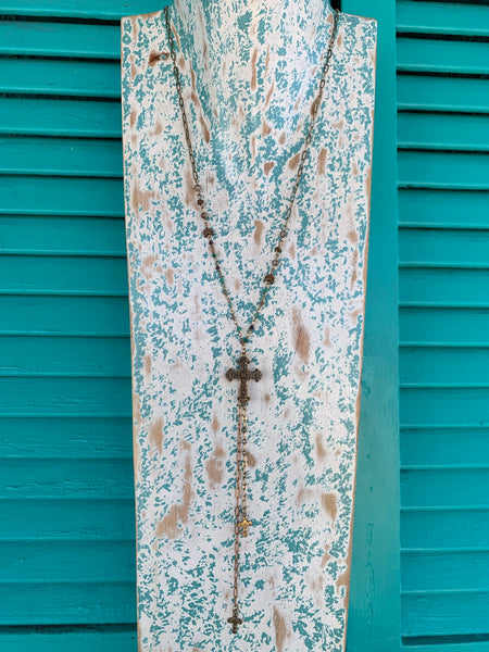 Dainty Cross Necklace w/beads