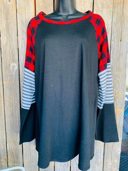 Buffalo Plaid and Black Top