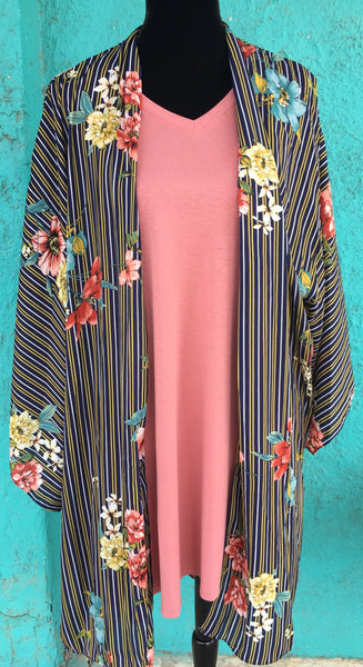 Striped Floral Duster