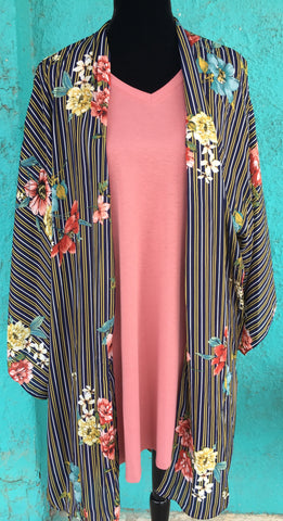 Striped Floral Duster