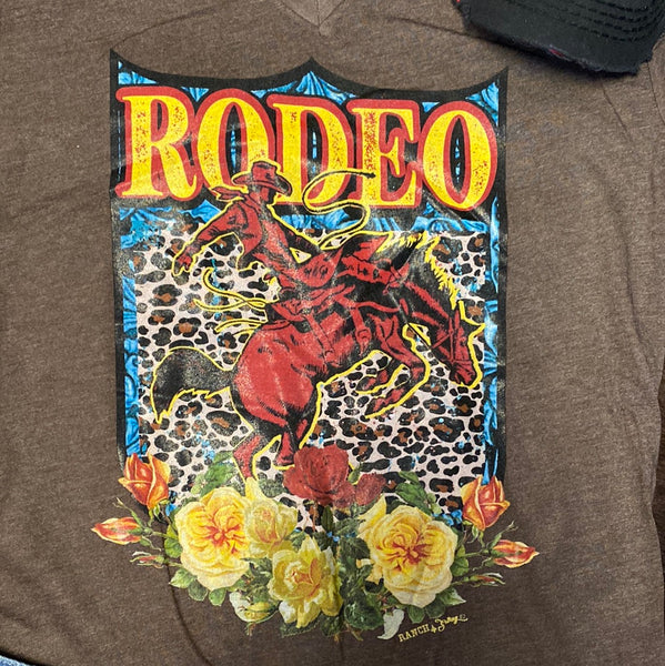 Rodeo Bucking Bronc V-neck  T-shirt