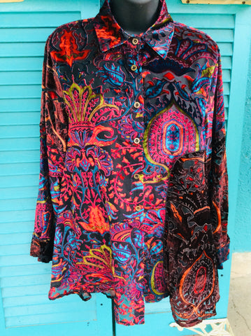 Adore burnout velvet blouse