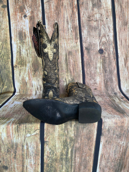 Gold Crinkle Studded Boot - Lucchese
