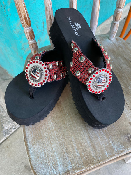 Red Shimmer American Flip Flop