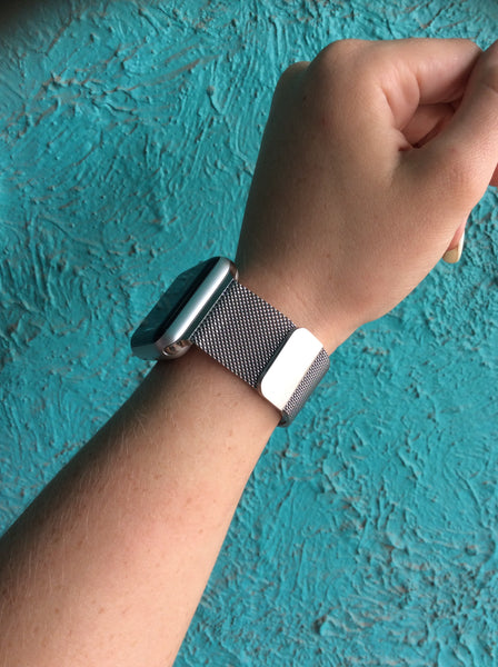 Silver magnetic I watch band