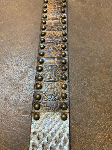 Crocodile print leather Belt