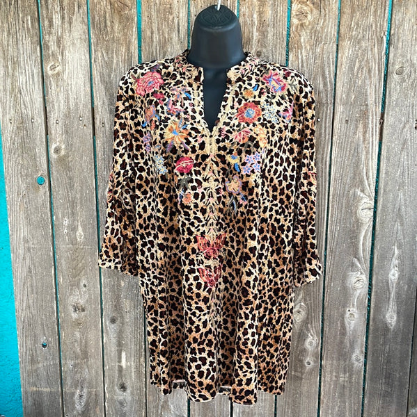 Adore Cheetah Embroidered Tunic