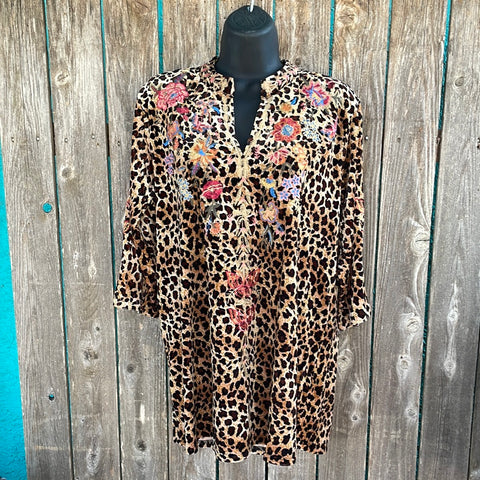 Adore Cheetah Embroidered Tunic