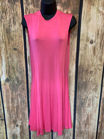 Pink Sleeveless A-Line Knit Dress