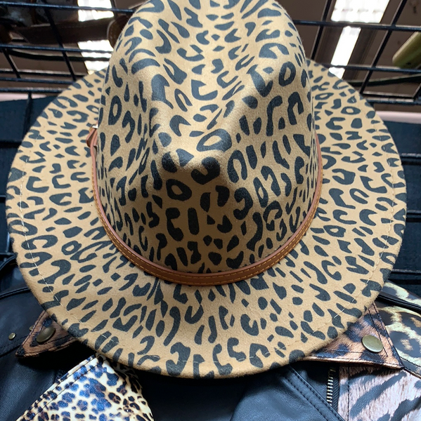 Winter British style Woolen Jazz Top hat-Leopard