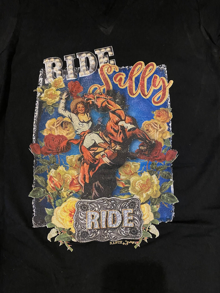 Ride Sally Ride V Neck T Shirt