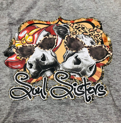 “Soul Sisters” - Diva cows with cheetah T-shirt