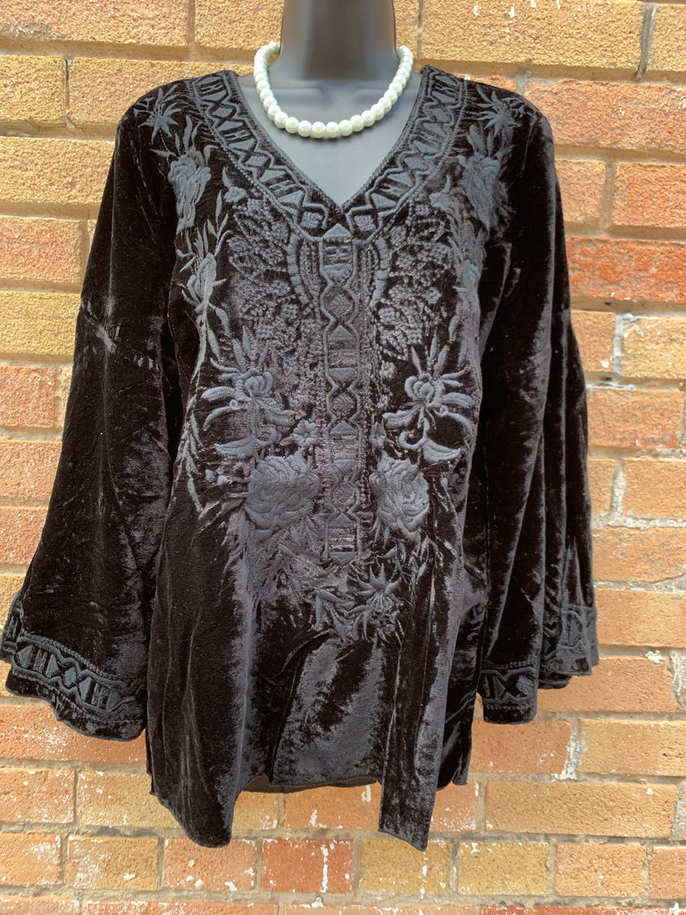 Carmen Black Velvet Blouse
