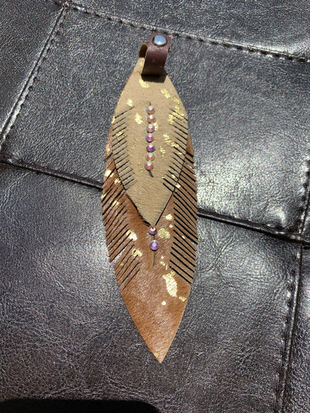 Leather Feather Charms