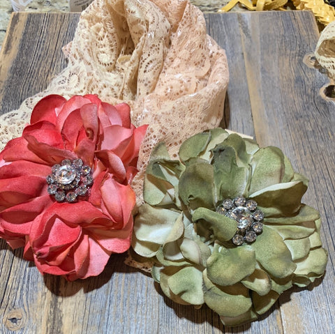 Large Vintage Natural Floral Headband/Cuff - 2 colors