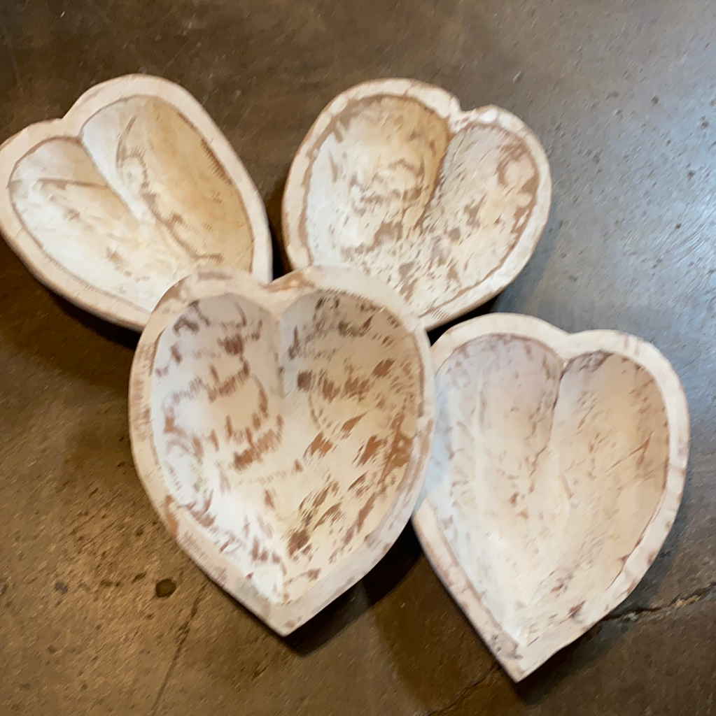 Heart Wood Bowl Whitewash