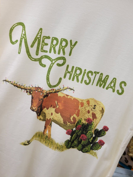 Longhorn Merry Christmas L/S T Shirt