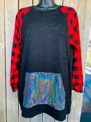 Buffalo Plaid w/Sequin Pouch