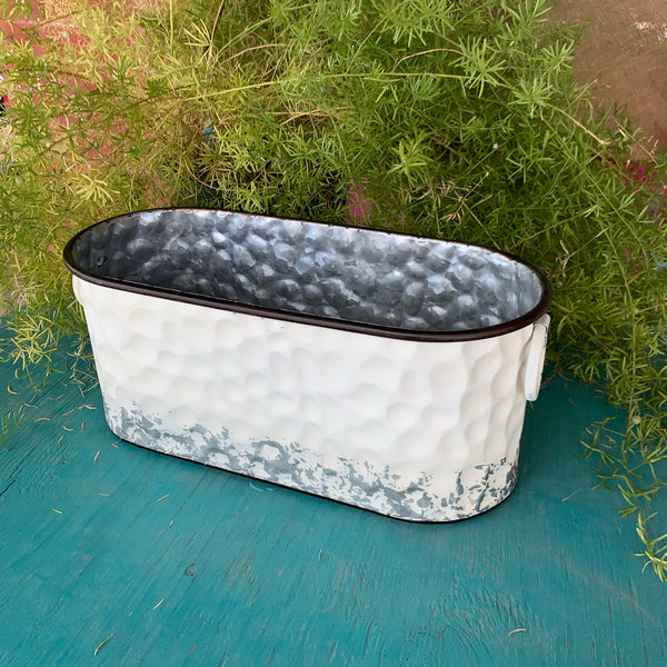 Whitewash Metal Planter