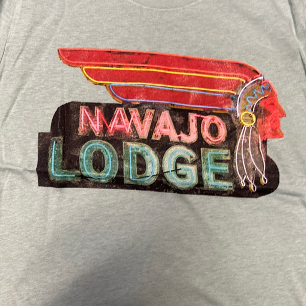 Navajo Lodge Neon Sign Crew Neck T-Shirt  Mint