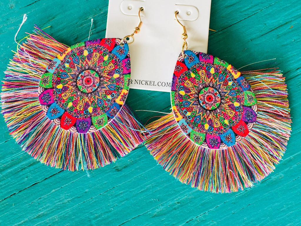 Amanda Multi Color Flower Beaded Dangle Earrings Rainbow – INK+ALLOY, LLC