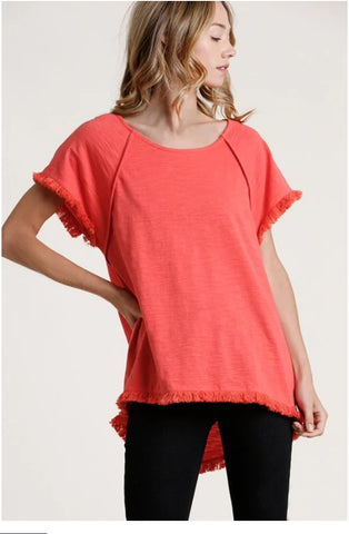 Linen Blend Short Sleeve Top