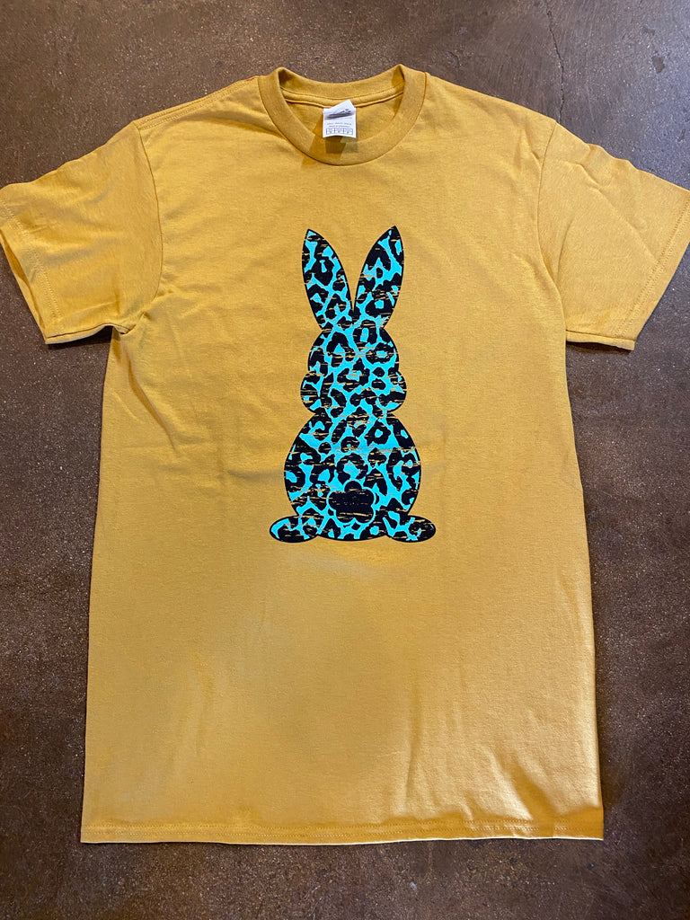 Animal Print Rabbit on Mustard T-shirt