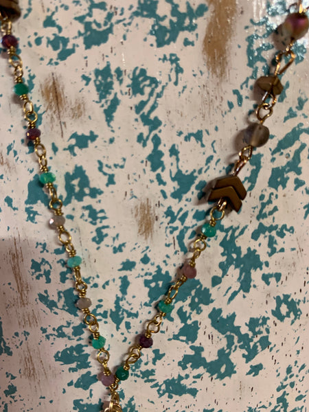 Dainty Cross Necklace w/beads