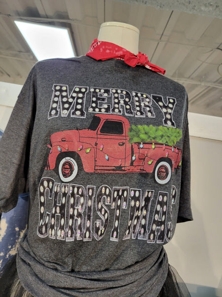 Red Truck Merry Christmas T shirt