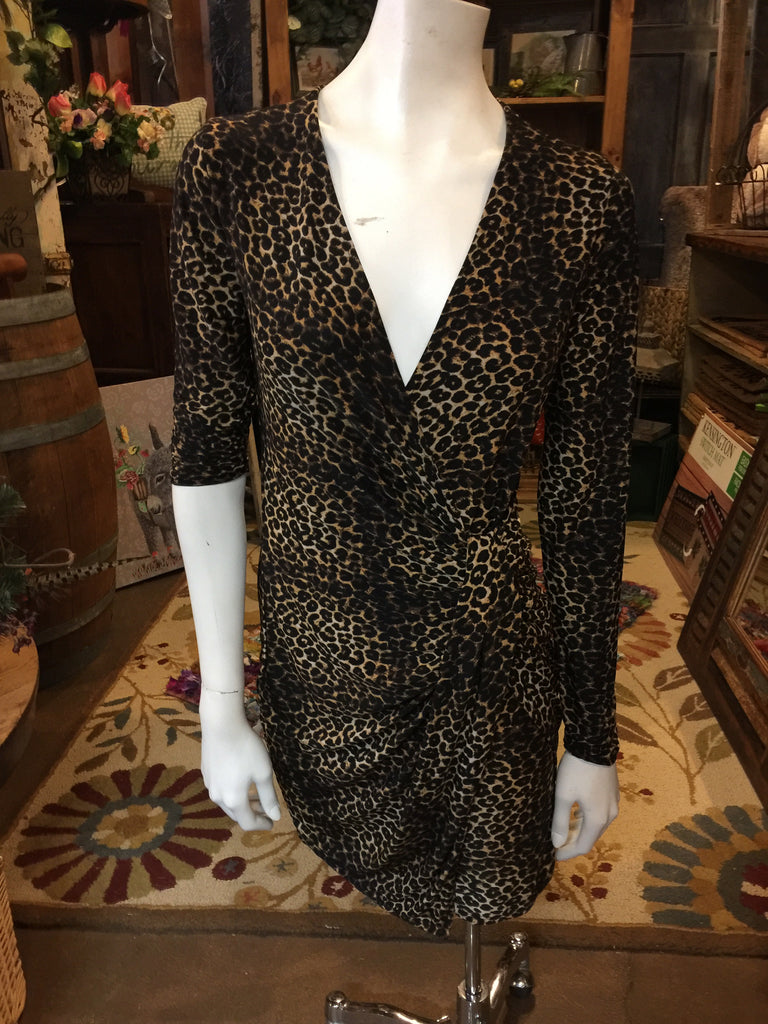 Cheetah Wrap Front Dress