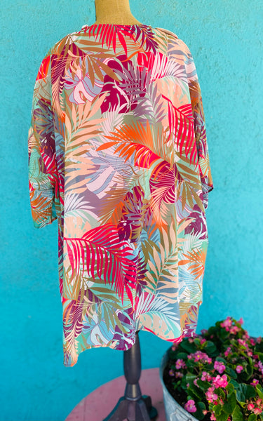 Sheer Palm Leaf Kimono & Coverup