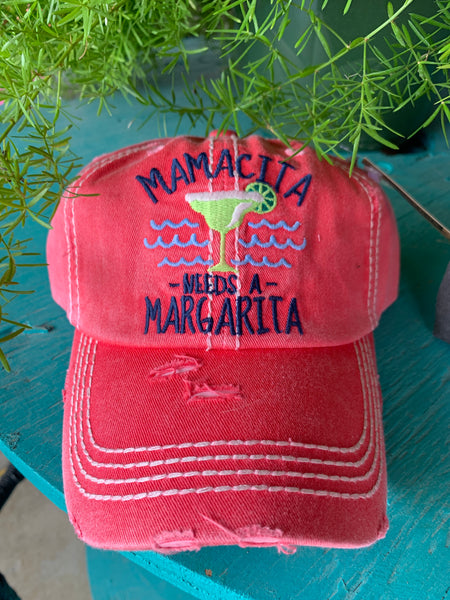 K&B Mamacita Needs a Margarita Ball Cap Coral