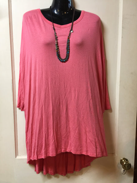 Coral High Low Tunic -Plus