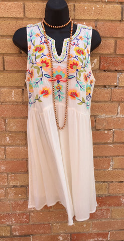 Cream dress With Floral