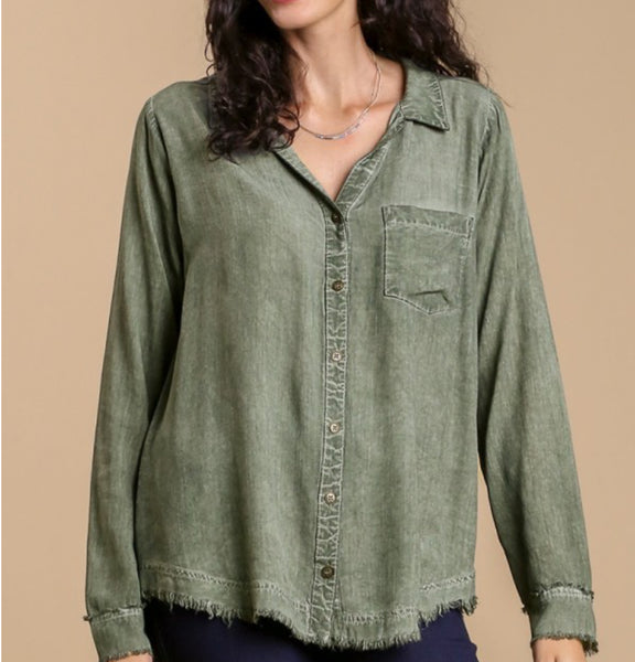 Mineral Wash Button Down Shirt