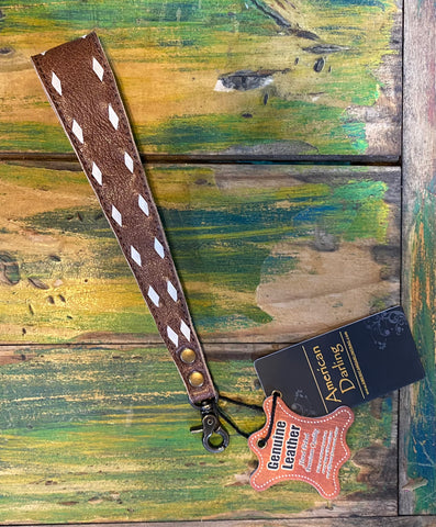 Laced Wristlet Strap Brown and White