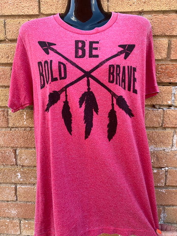 Be Bold Be Brave Red Acid Wash T-Shirt