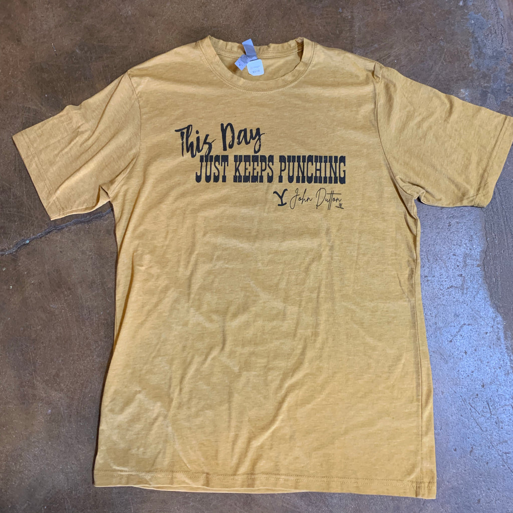 “This Day Just Keeps Punching” mustard T-shirt