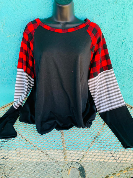 Buffalo Plaid and Black Top