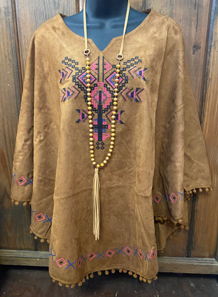 Orange Fashion Village Poncho