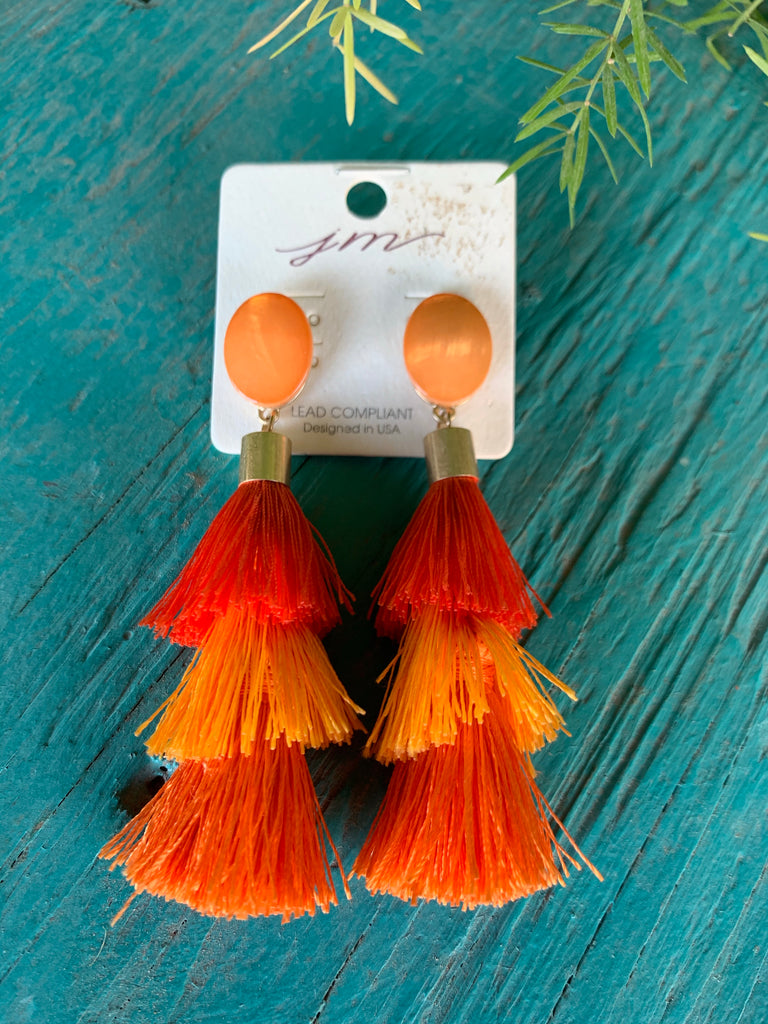 Orange 3-Tier Earrings