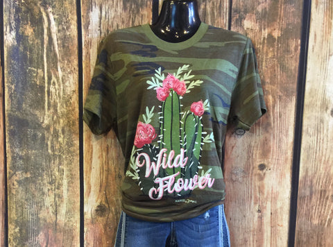 Camo Cactus Wild Flower Shirt