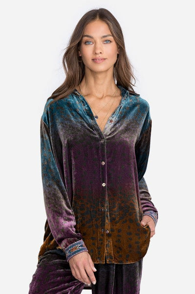 Johnny Was Ombré Cheetah Velvet Oversized Shirt