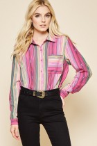 Andree Pink Stripe Cactus Patch Blouse K15775