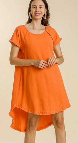 Linen Blend Casual Pocket Dress