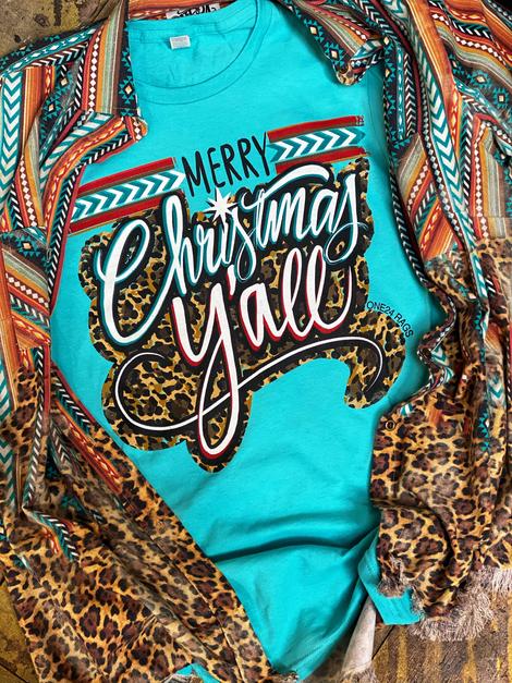 Merry Christmas Y'all Leopard T Shirt