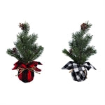 Pine Tree in Plaid Burlap Pot